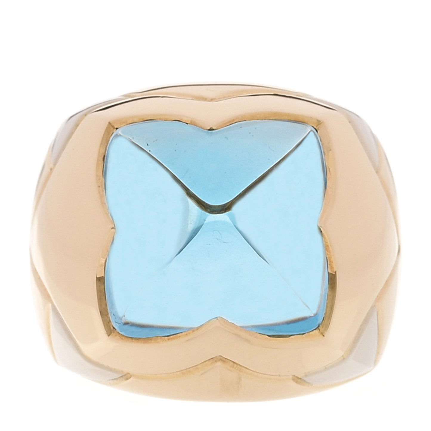 18K Yellow White Gold Aquamarine Pyramide Ring 51 5.75