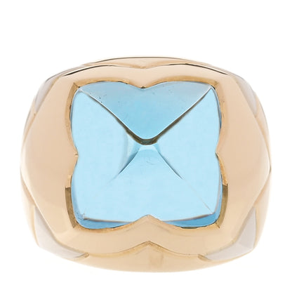 Bulgari 18K Yellow White Gold Aquamarine Pyramide Ring 51 5.75 1 of 5