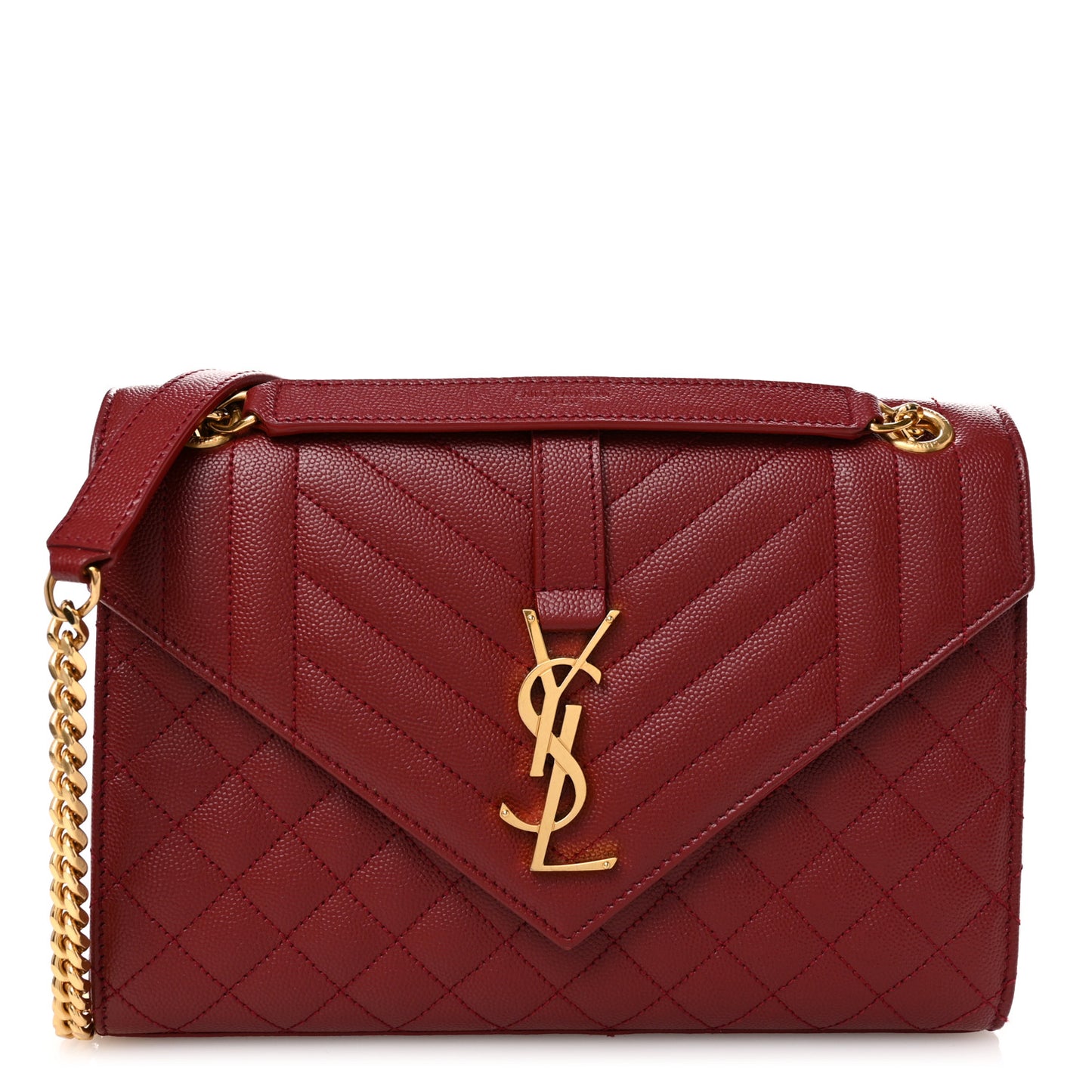 Grain De Poudre Textured Mixed Matelasse Triquilt Medium Monogram Satchel Oxblood