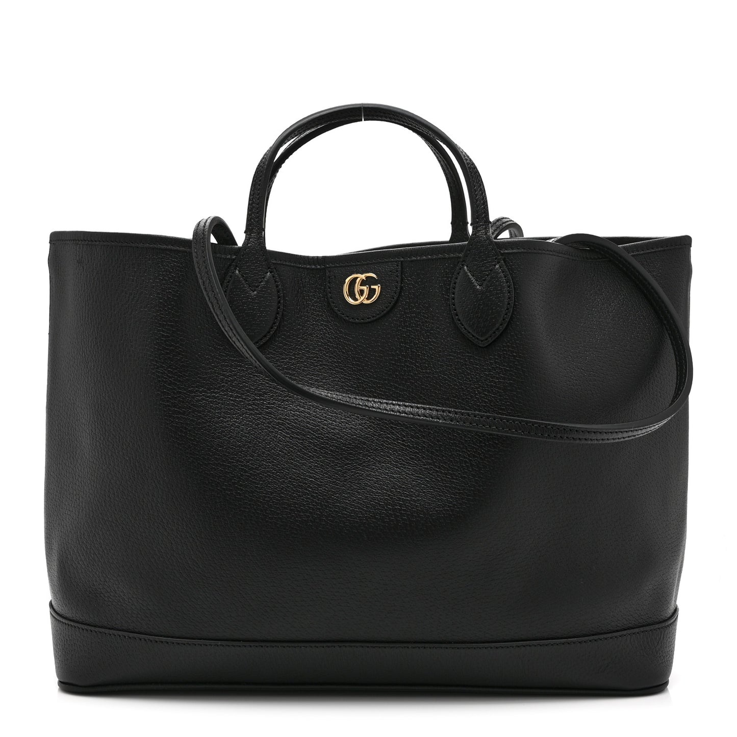 Textured Dollar Calfskin Medium Ophidia Shoulder Tote Bag Black