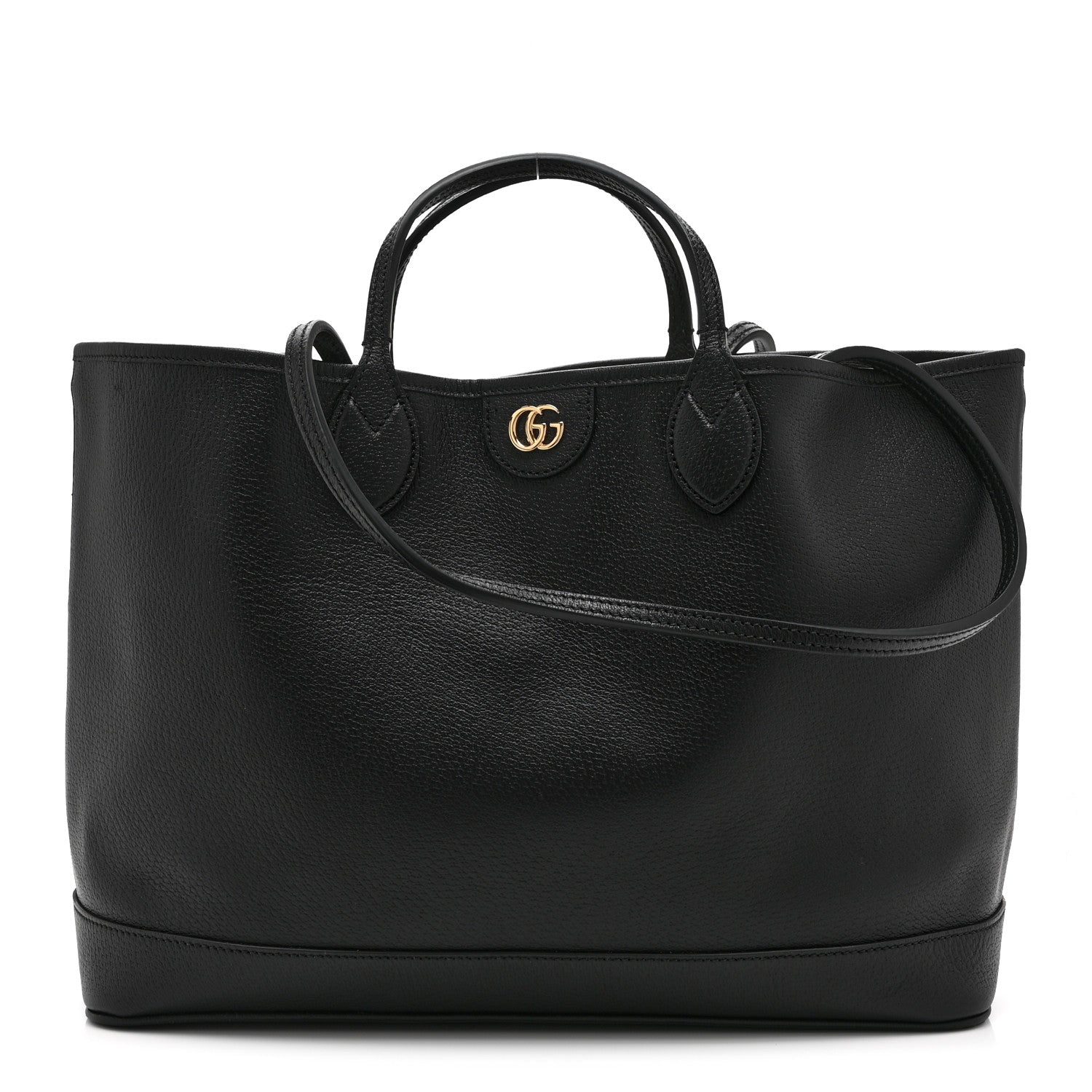 Gucci Textured Dollar Calfskin Medium Ophidia Shoulder Tote Bag Black 1 of 10