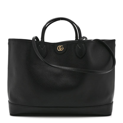 Gucci Textured Dollar Calfskin Medium Ophidia Shoulder Tote Bag Black 1 of 10