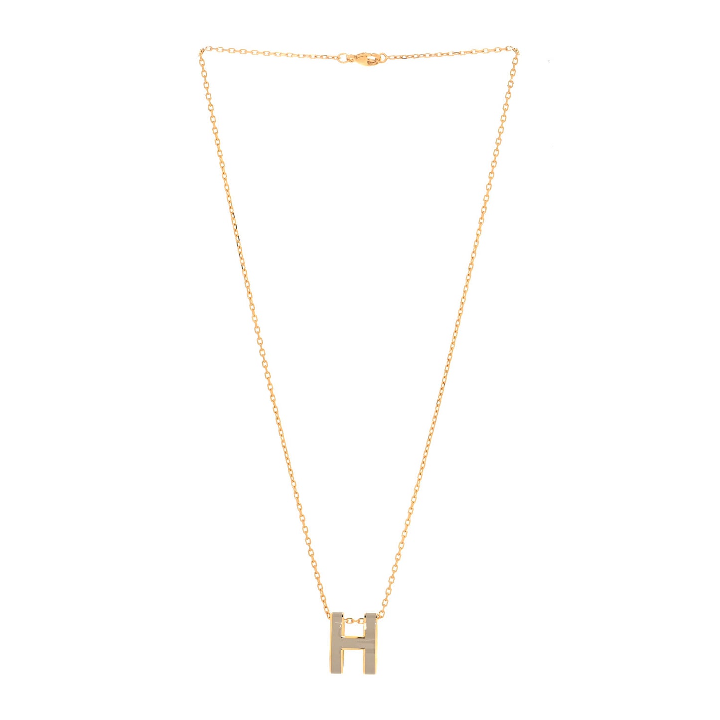 Lacquered Gold Pop H Pendant Necklace Marron Glace