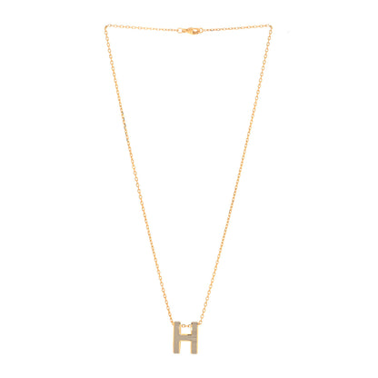 Hermes Lacquered Gold Pop H Pendant Necklace Marron Glace 3 of 6