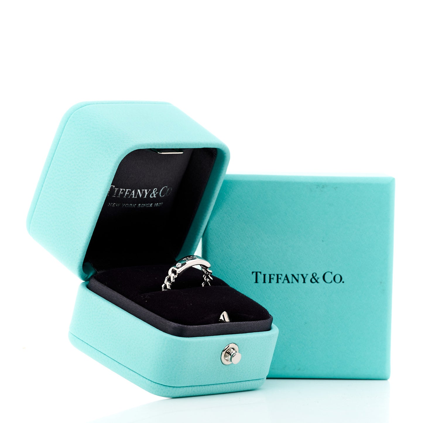 18K White Gold Diamond Micro Link Ring 49 4.75