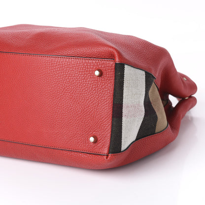 Burberry Brit Calfskin House Check Medium Maidstone Red 6 of 8