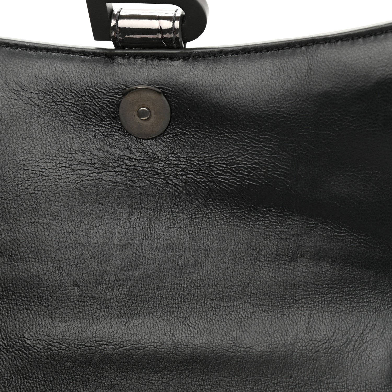 Balenciaga Shiny Calfskin Crocodile Embossed Hourglass Top Handle Bag XS Gunmetal 11 of 11