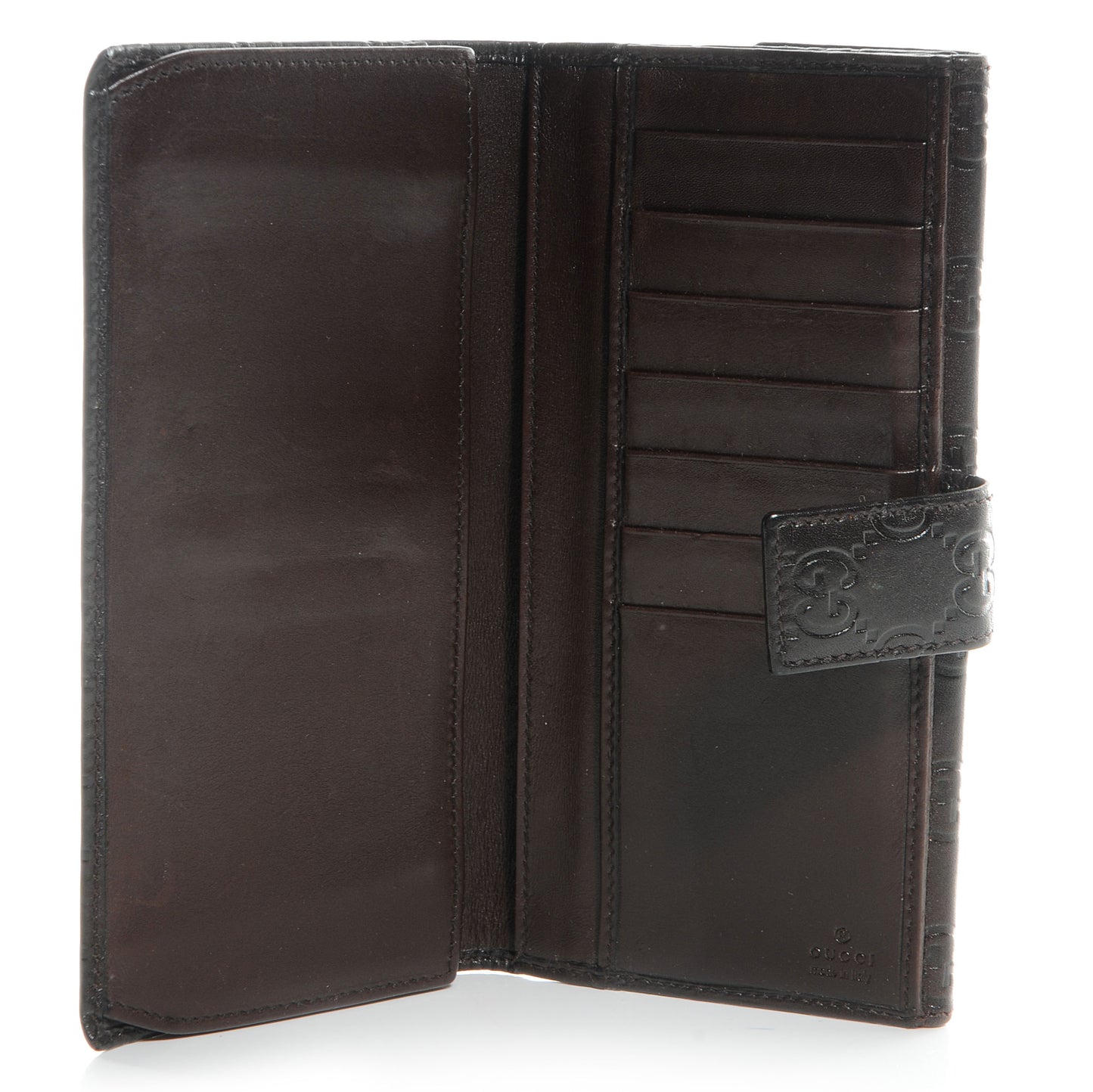 Guccissima Margaux Calfskin Metal Bar Continental Flap Wallet Chocolate