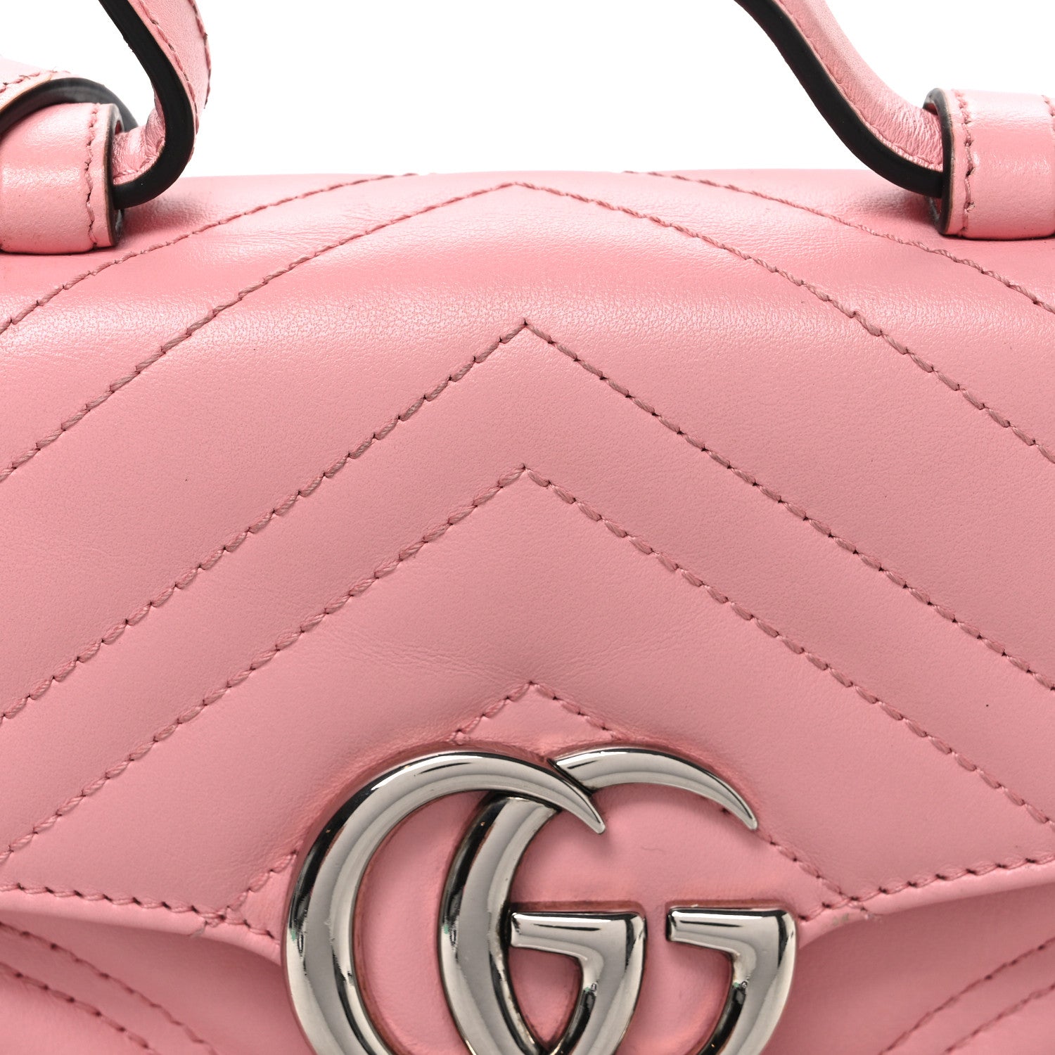 Gucci Calfskin Matelasse Mini GG Marmont Top Handle Shoulder Bag