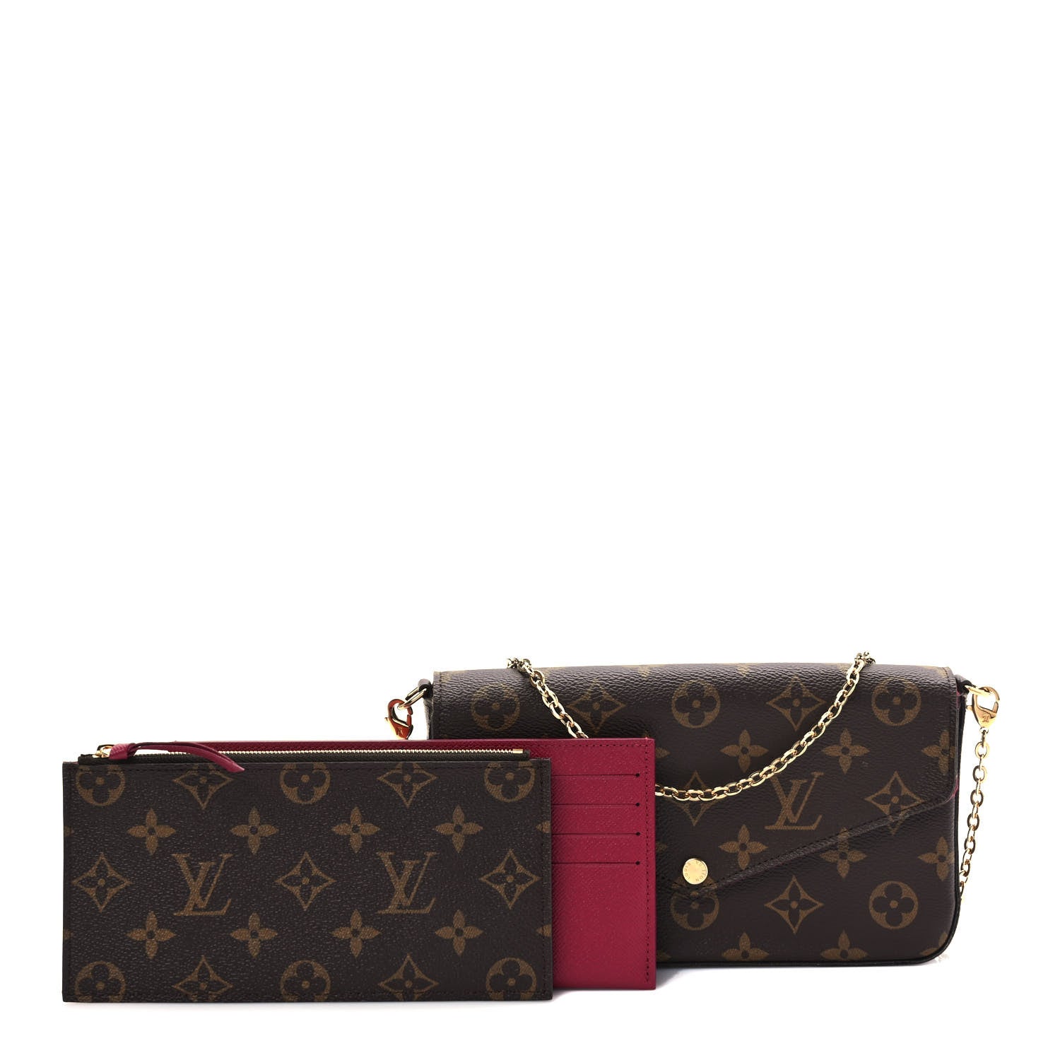 Louis Vuitton Monogram Pochette Felicie Chain Wallet Fuchsia 1 of 11