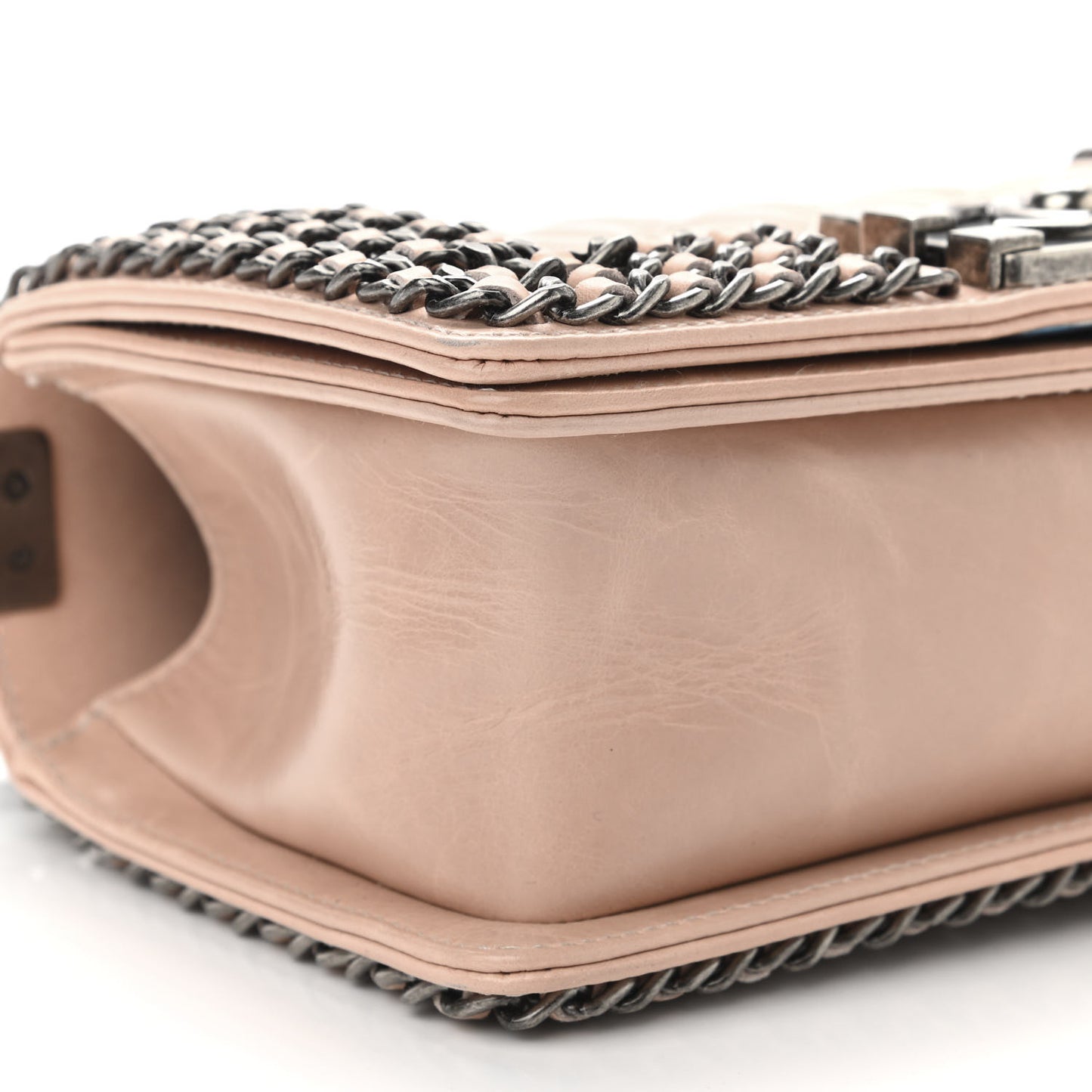 Glazed Calfskin Small Boy Chained Flap Pink