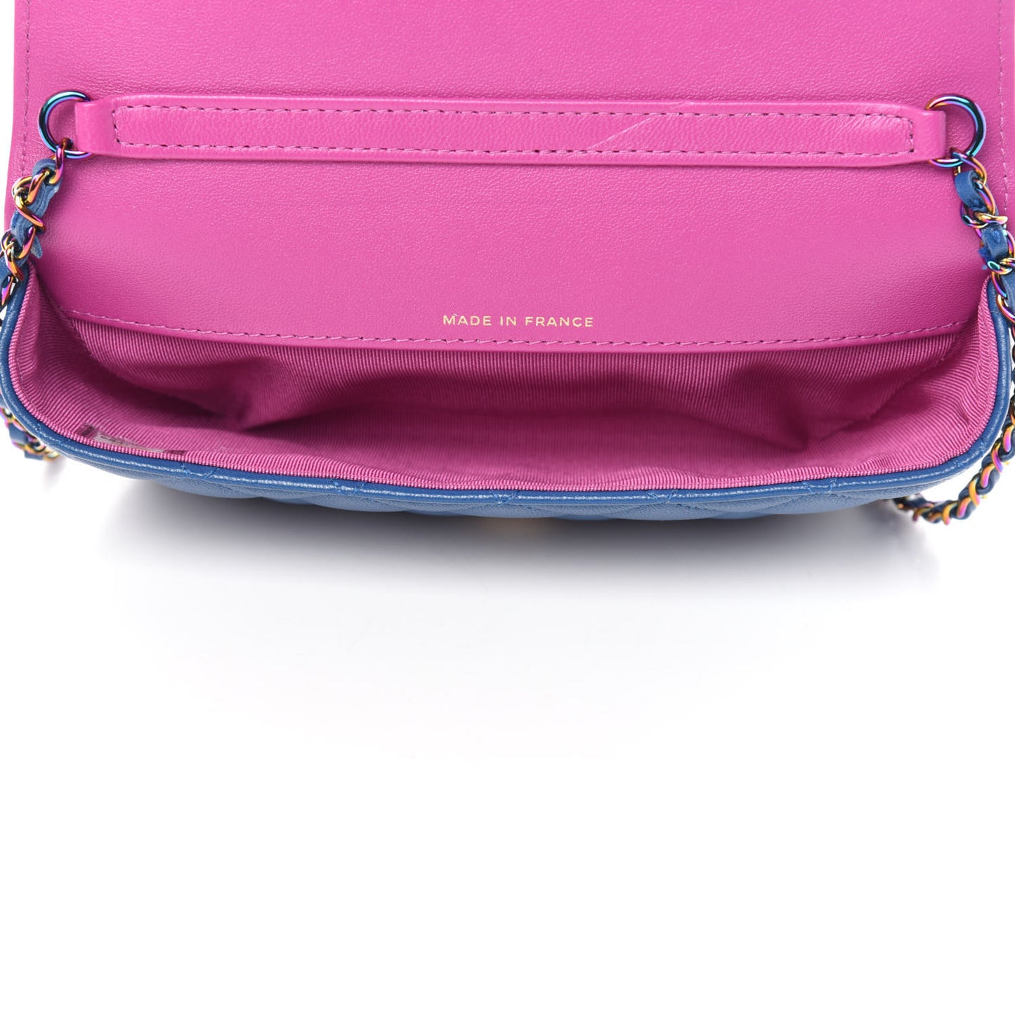 Lambskin Quilted Glasses Case With Chain Blue Purple