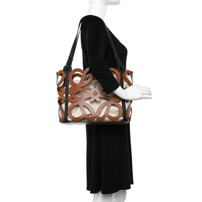 Loewe Smooth Calfskin Small Anagram Cutout Tote Tan 2 of 13