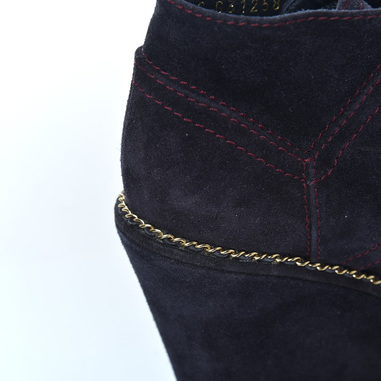 Suede Lace Up Wedge Booties 35 Dark Blue
