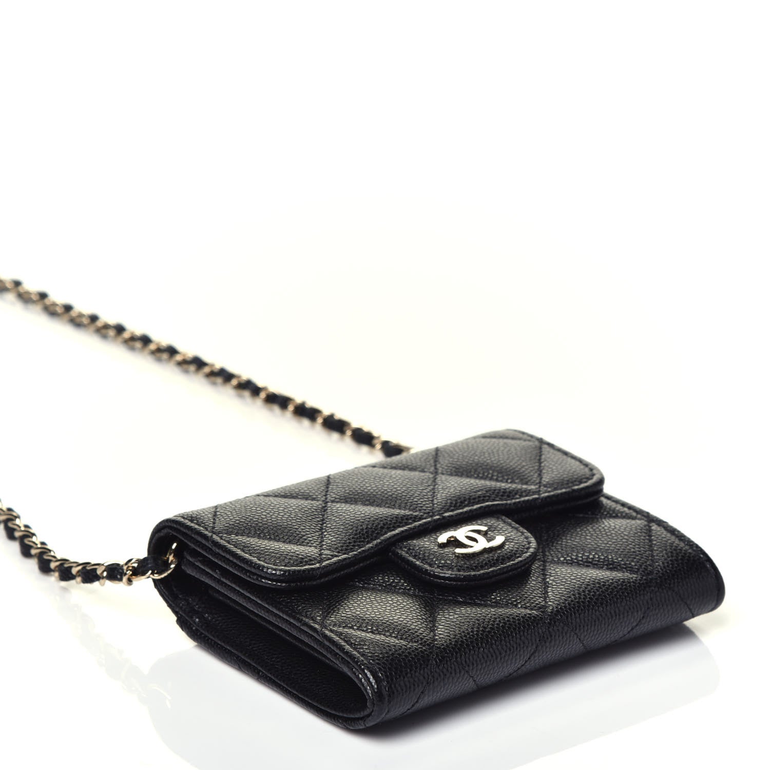 Chanel Caviar Quilted Flap Card Holder On Chain Black 4 of 10