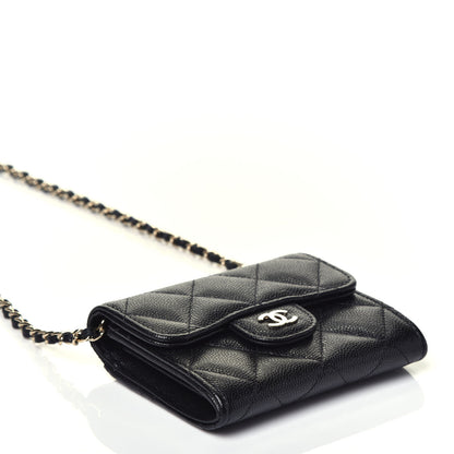 Chanel Caviar Quilted Flap Card Holder On Chain Black 4 of 10