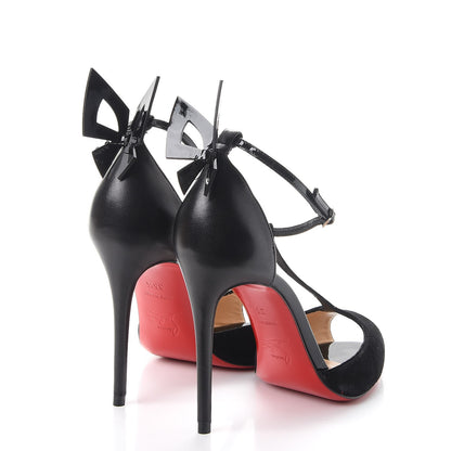 Christian Louboutin Suede Patent Shiny Nappa Aribak 100 Pumps 35.5 Version Black 4 of 9