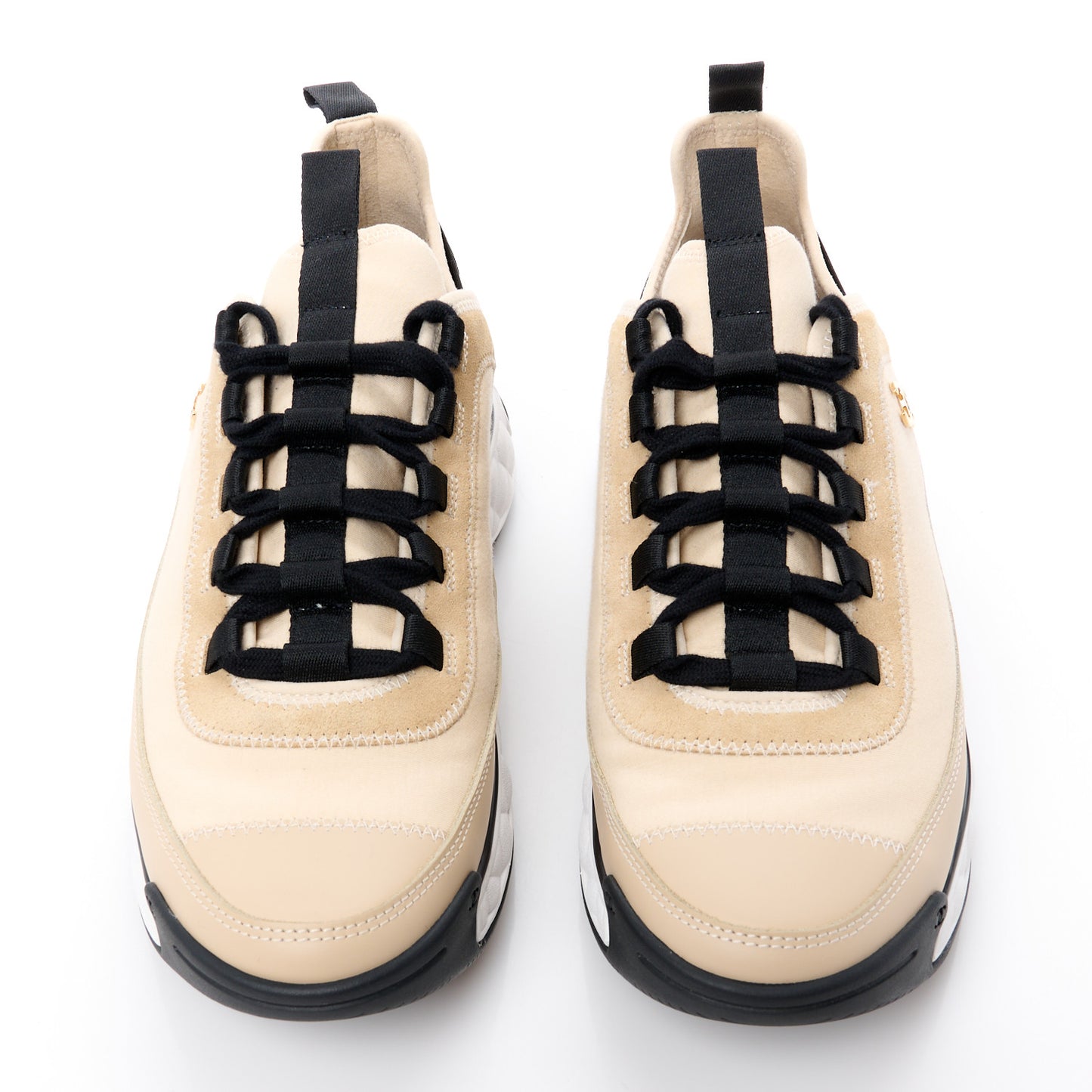 Velvet Calfskin Mixed Fibers CC Sneakers 41 Beige