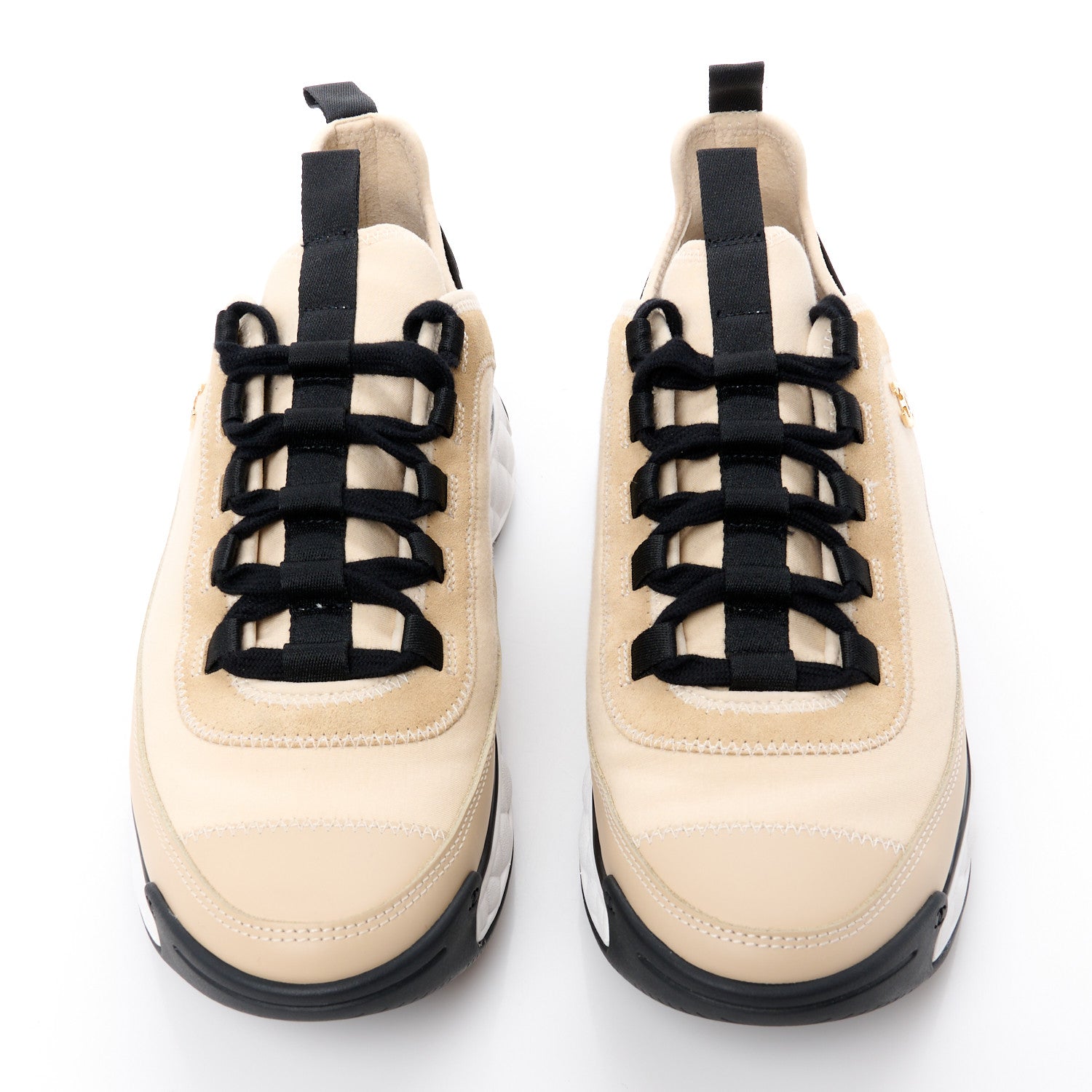 Chanel Velvet Calfskin Mixed Fibers CC Sneakers 41 Beige 2 of 8