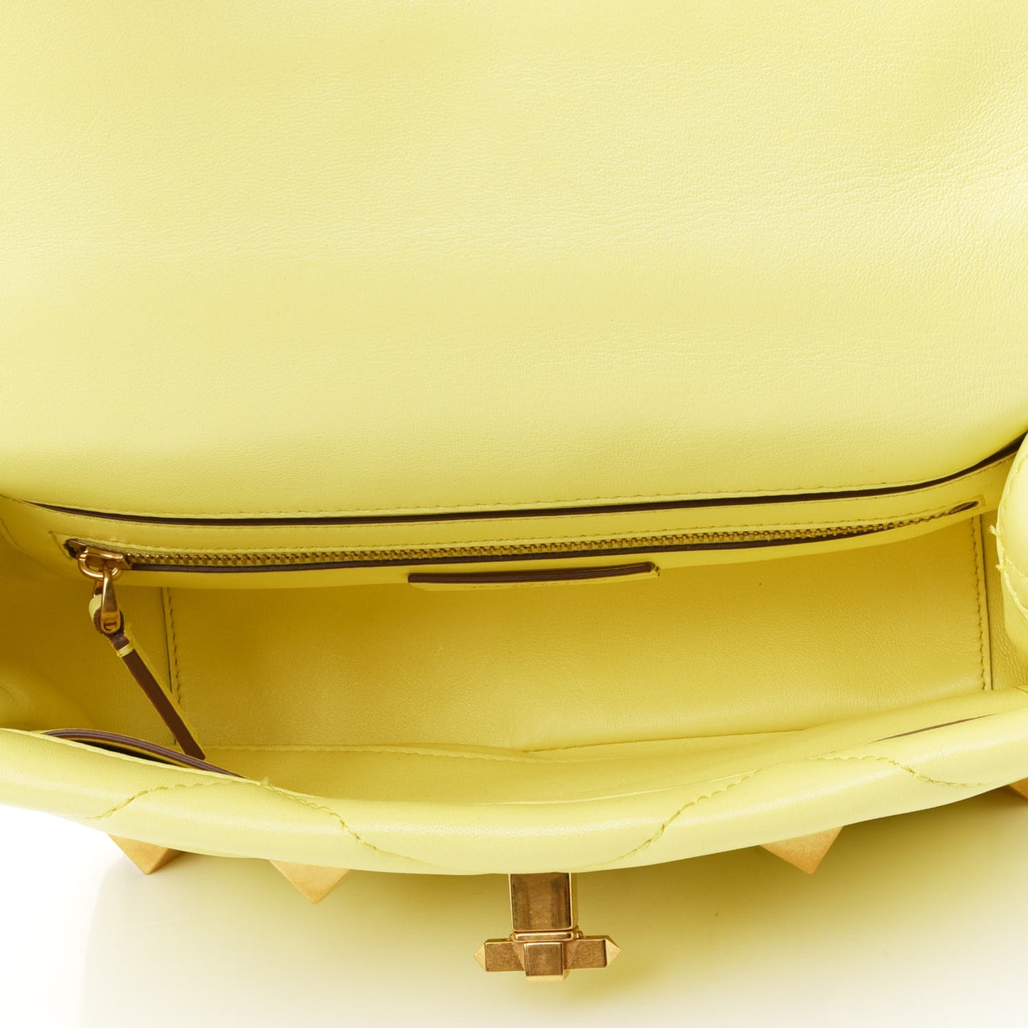 Nappa Medium Roman Stud Shoulder Bag Lime Sorbet