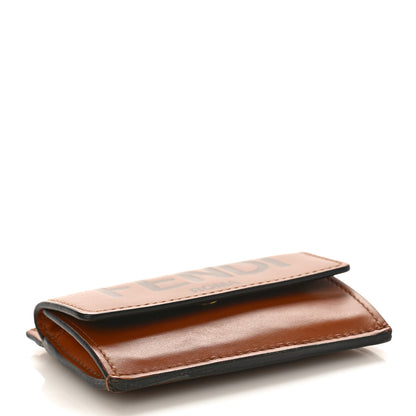 Fendi Vitello King Tamponato Logo Embossed Fold Over Card Holder Wallet Cuoio 4 of 9