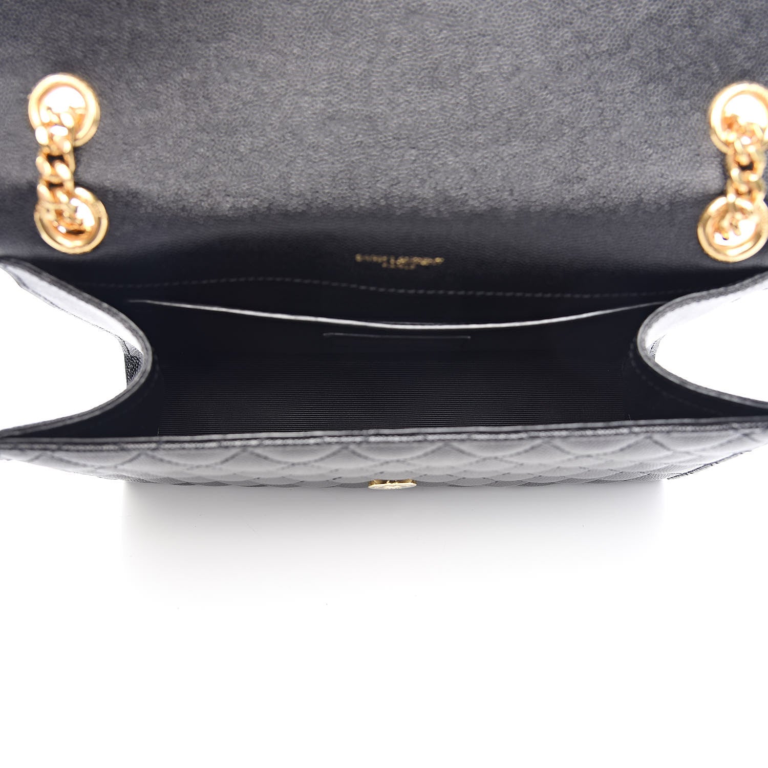 Saint Laurent Grain De Poudre Textured Mixed Matelasse Triquilt Medium Monogram Satchel Black 5 of 10