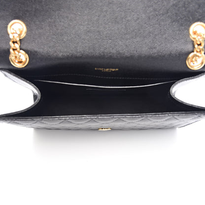 Saint Laurent Grain De Poudre Textured Mixed Matelasse Triquilt Medium Monogram Satchel Black 5 of 10