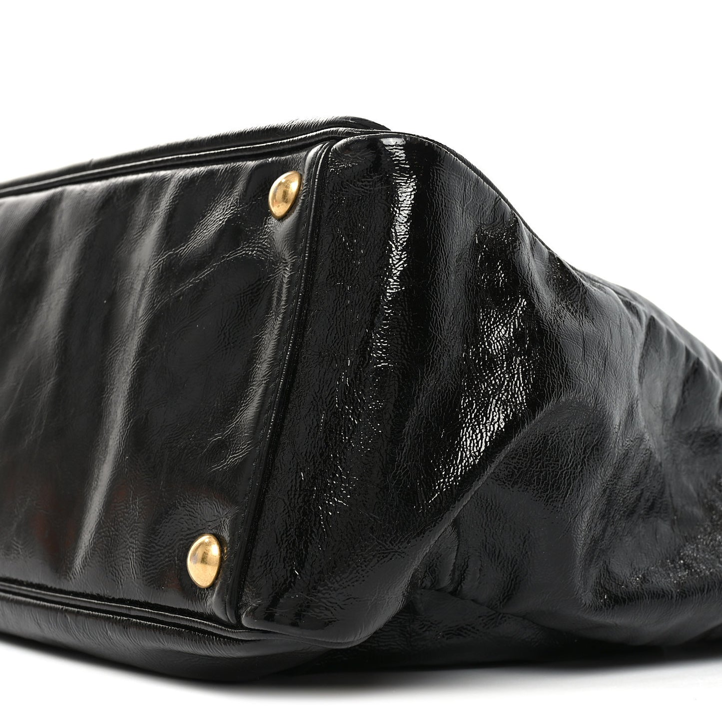 Textured Patent Y-Mail Tote Black