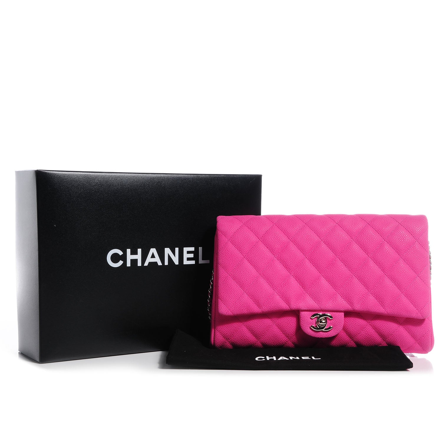 Chanel Iridescent Caviar Clutch with Chain Flap Hot Pink 8 of 9