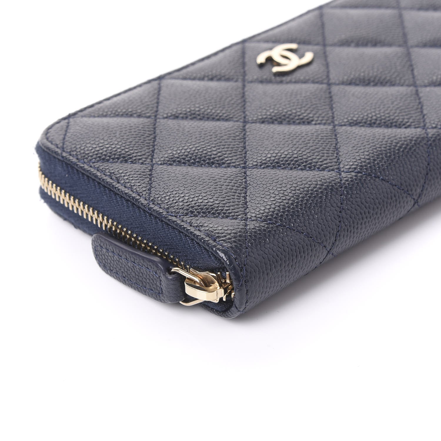 Chanel Caviar Quilted Small Zip Around Wallet Navy 5 of 11