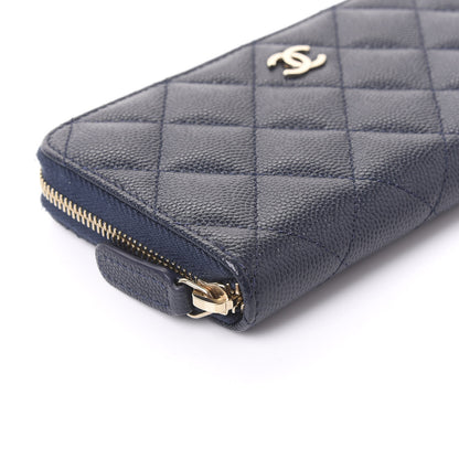 Chanel Caviar Quilted Small Zip Around Wallet Navy 5 of 11