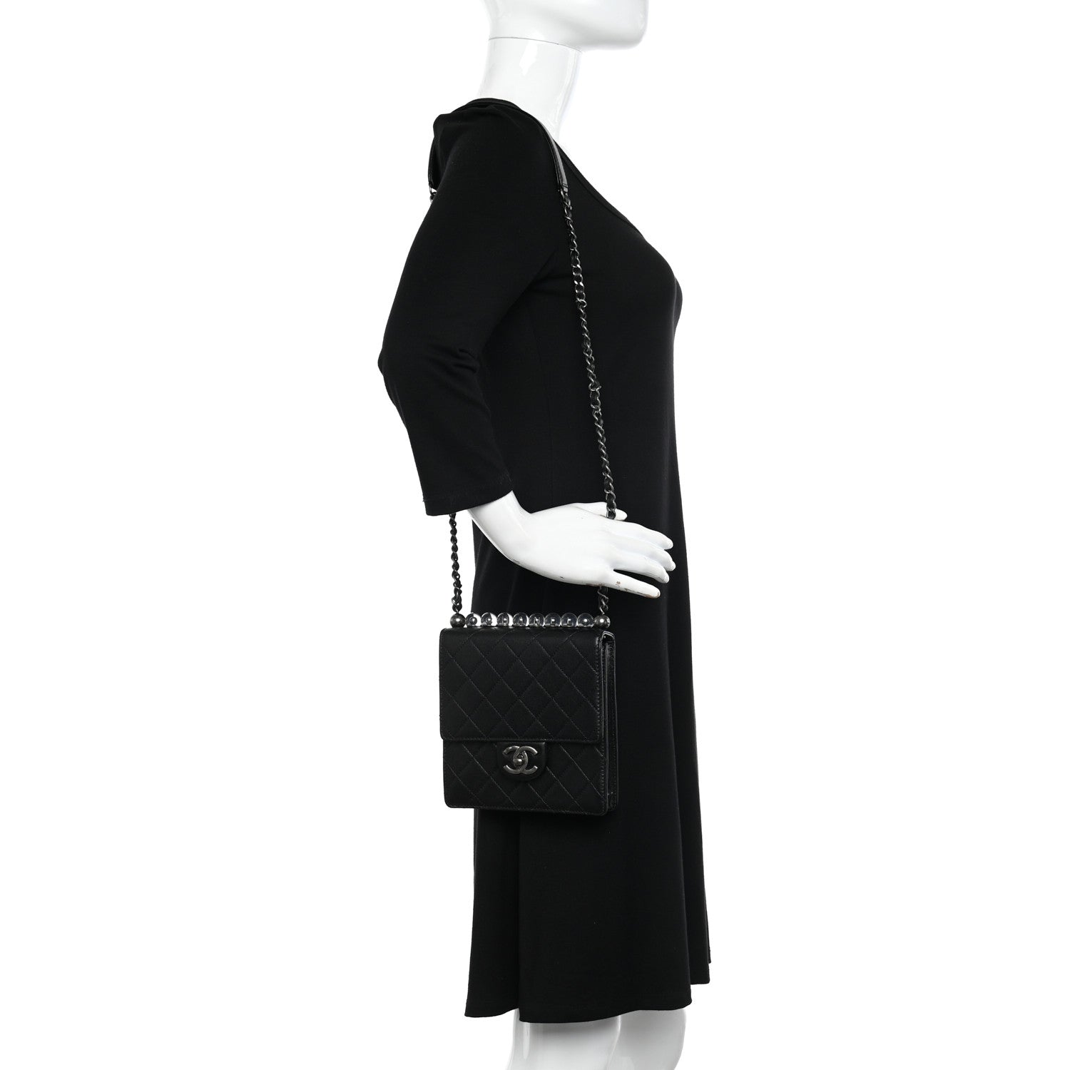 Chanel Goatskin Quilted Chic Pearls Flap Black 2 of 11