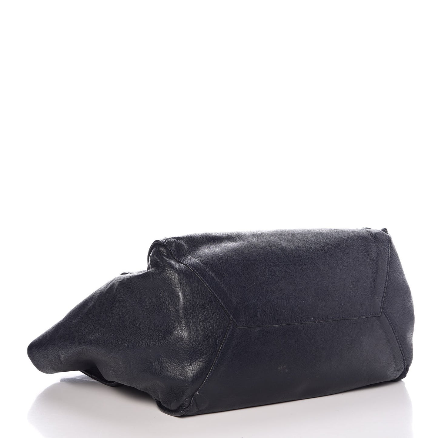 Calfskin Papier Ligne A5 Flap Tote Bleu Roi Black