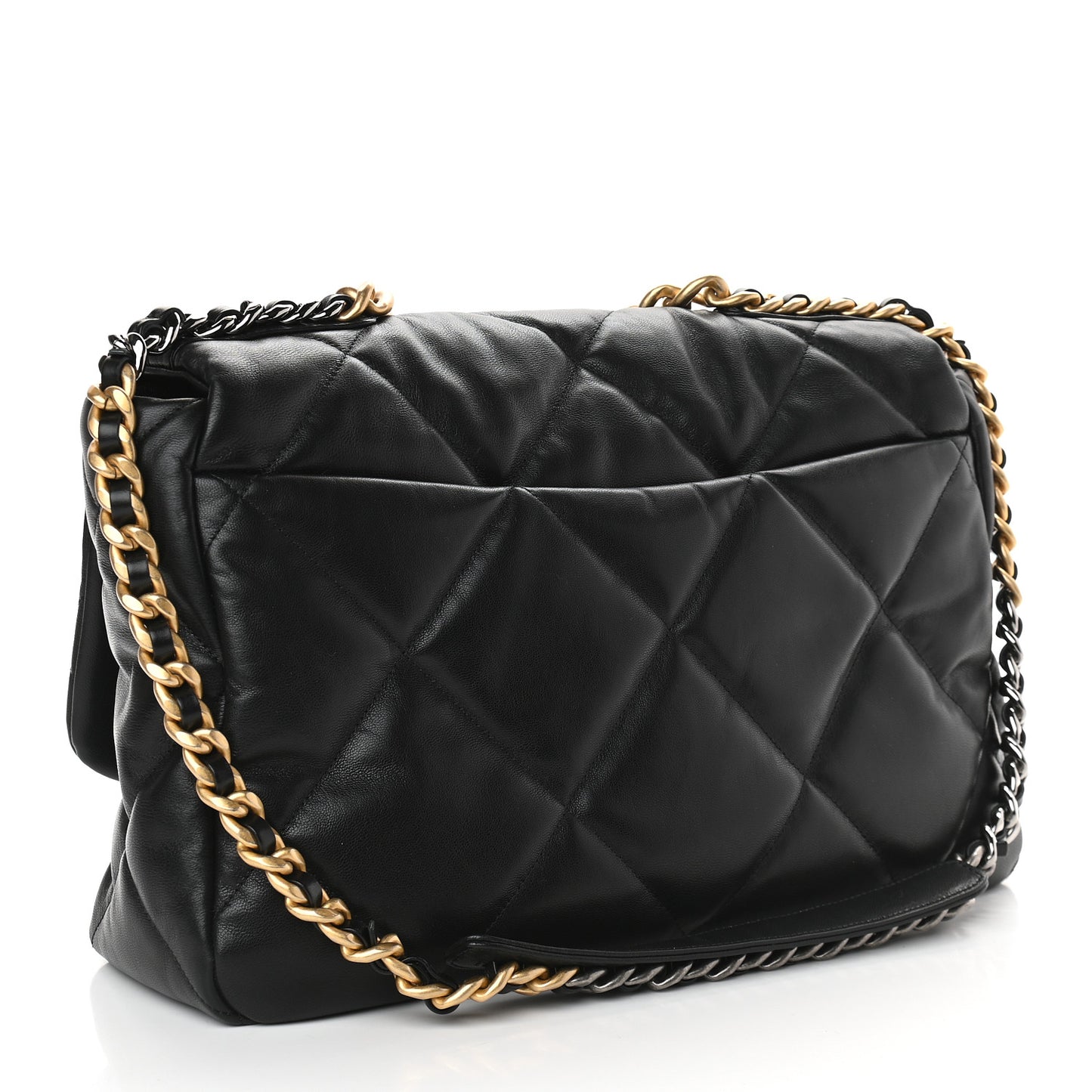 Shiny Goatskin Quilted Maxi Chanel 19 Flap Black