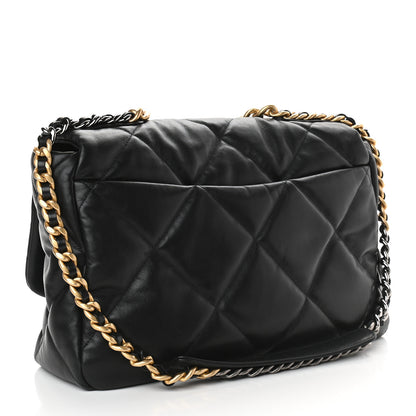 Chanel Shiny Goatskin Quilted Maxi Chanel 19 Flap Black 3 of 10