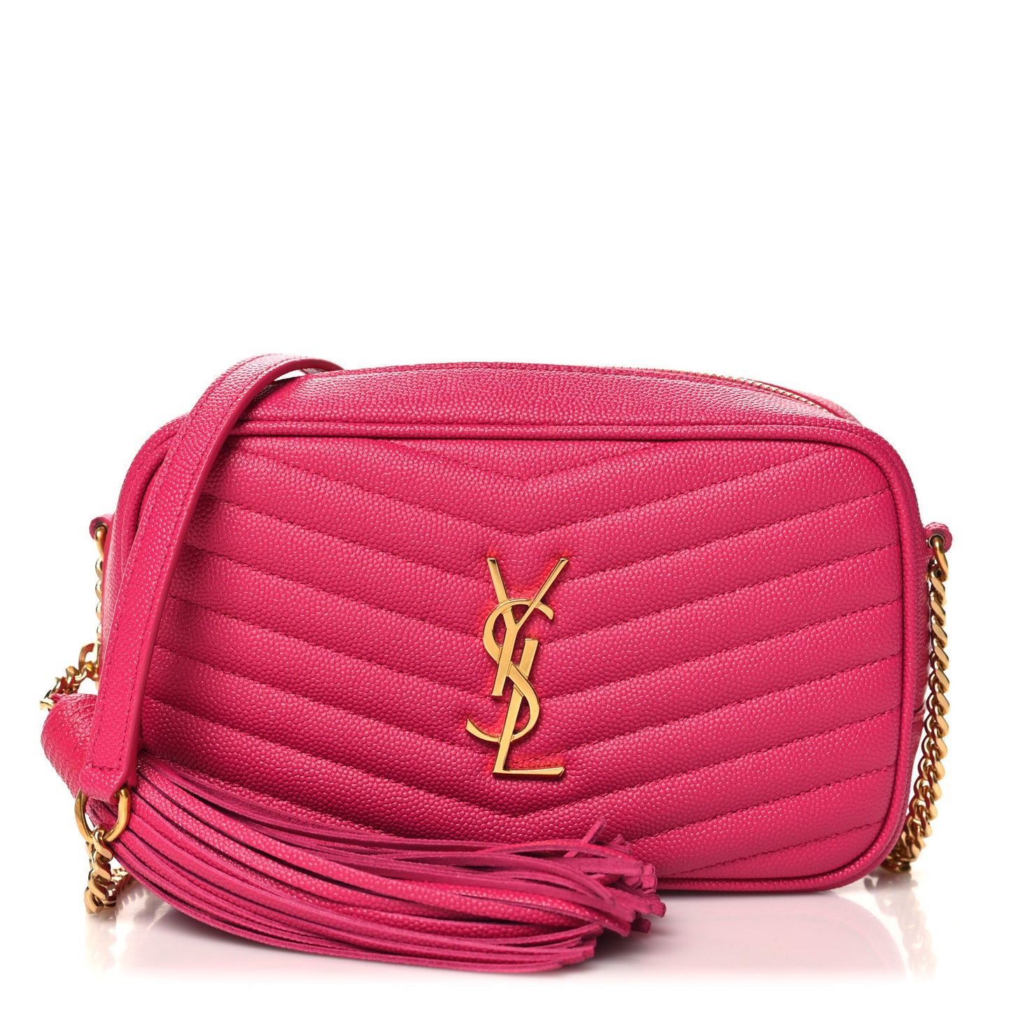 Grain De Poudre Matelasse Monogram Mini Lou Camera Bag Fuchsia
