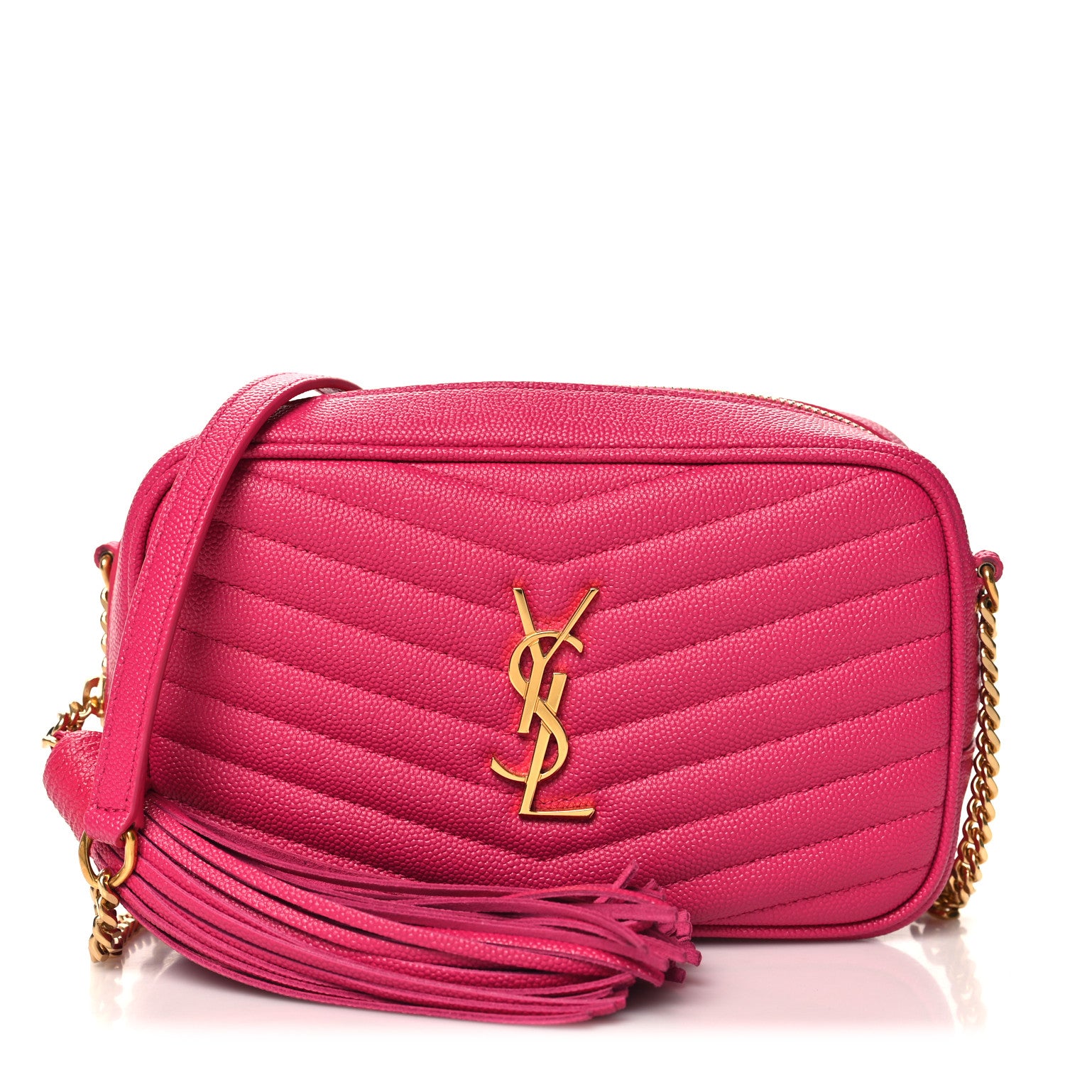 Saint Laurent Grain De Poudre Matelasse Monogram Mini Lou Camera Bag Fuchsia 1 of 10