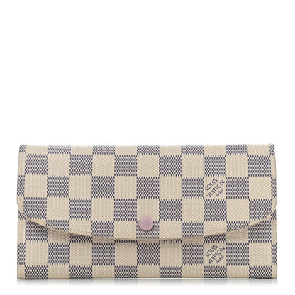 Louis Vuitton Damier Azur Emilie Wallet Rose Ballerine 1 of 8