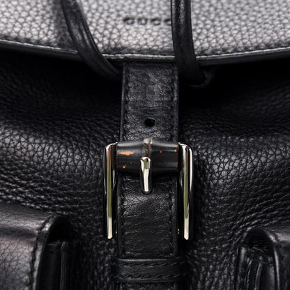 Gucci Cellarius Calfskin Medium Bamboo Backpack Black 9 of 14