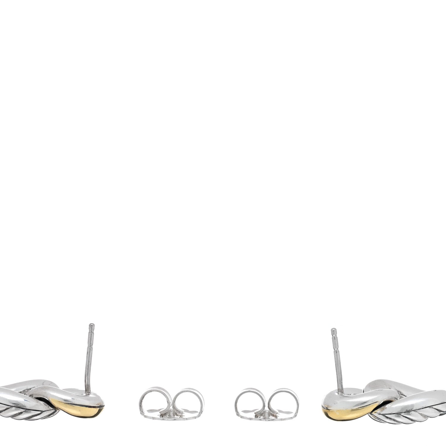 David Yurman Sterling Silver 18K Yellow Gold Belmont Curb Link Drop Earrings 3 of 4