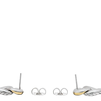 David Yurman Sterling Silver 18K Yellow Gold Belmont Curb Link Drop Earrings 3 of 4