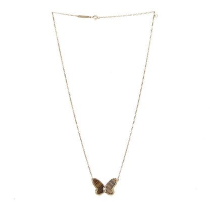 Van Cleef & Arpels 18K Yellow Gold Diamond Tiger's Eye Butterfly Pendant 3 of 7
