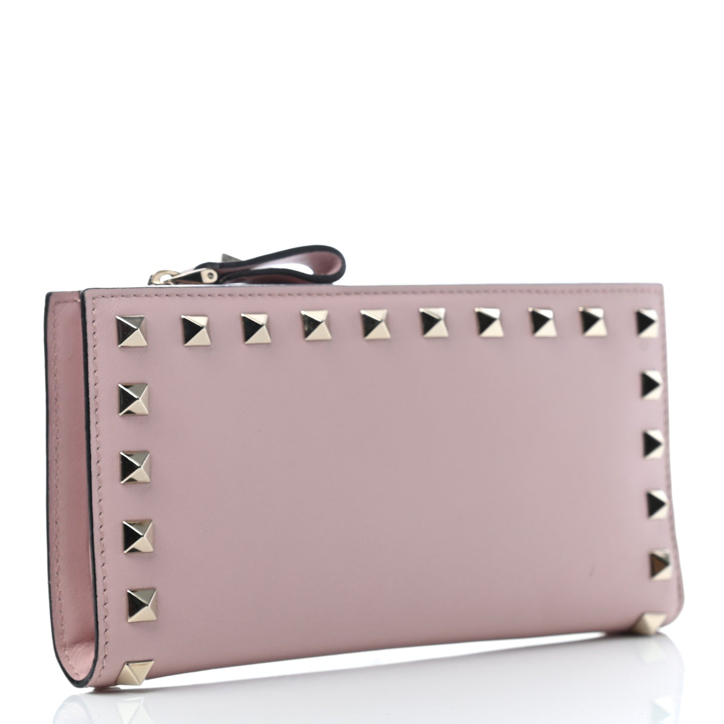 Calfskin Rockstud Continental Wallet Water Rose