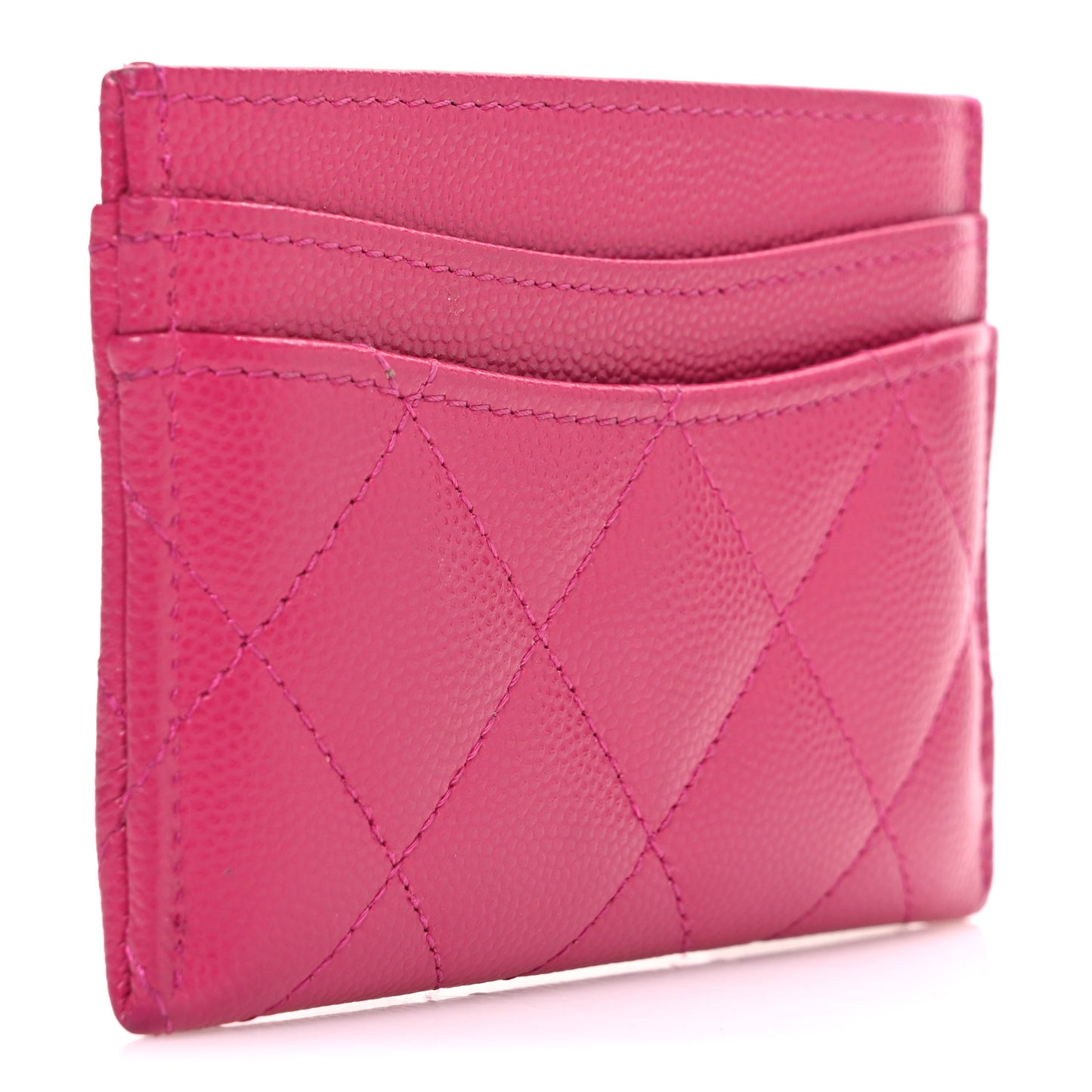 Caviar Quilted Card Holder Dark Pink