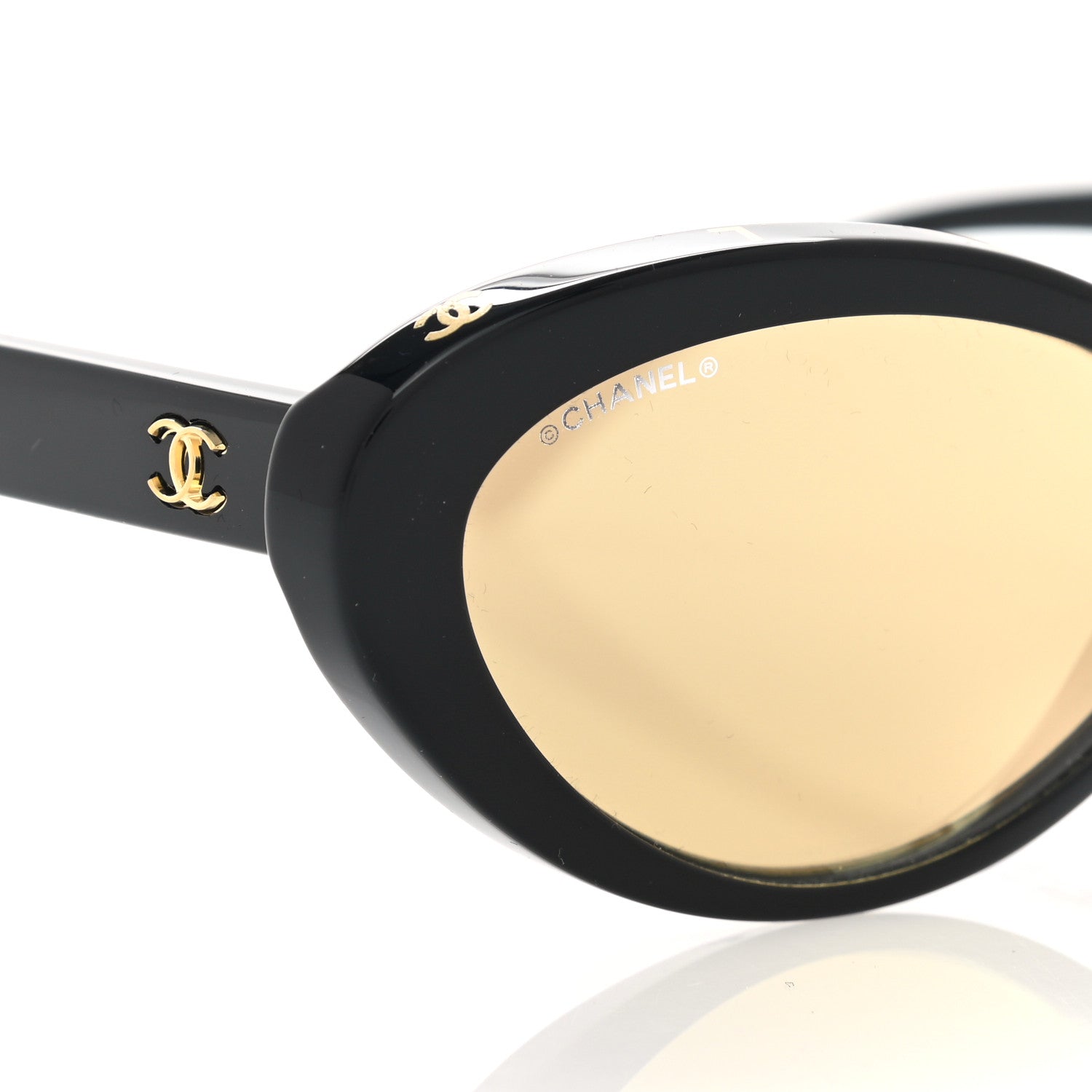 Chanel Acetate 24K Gold Mirror Oval Sunglasses 5416 Black 7 of 8