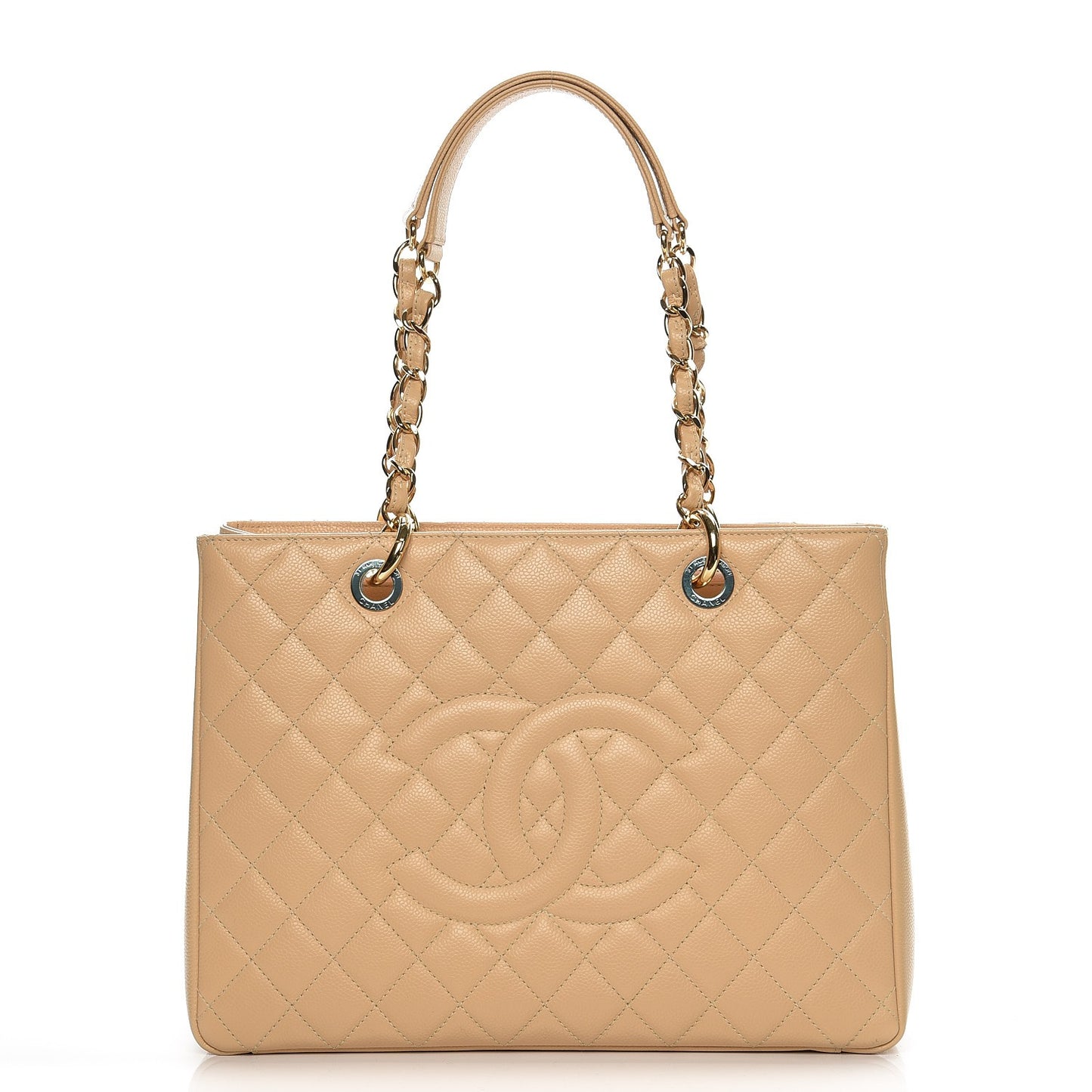Caviar Quilted Grand Shopping Tote GST Beige Clair
