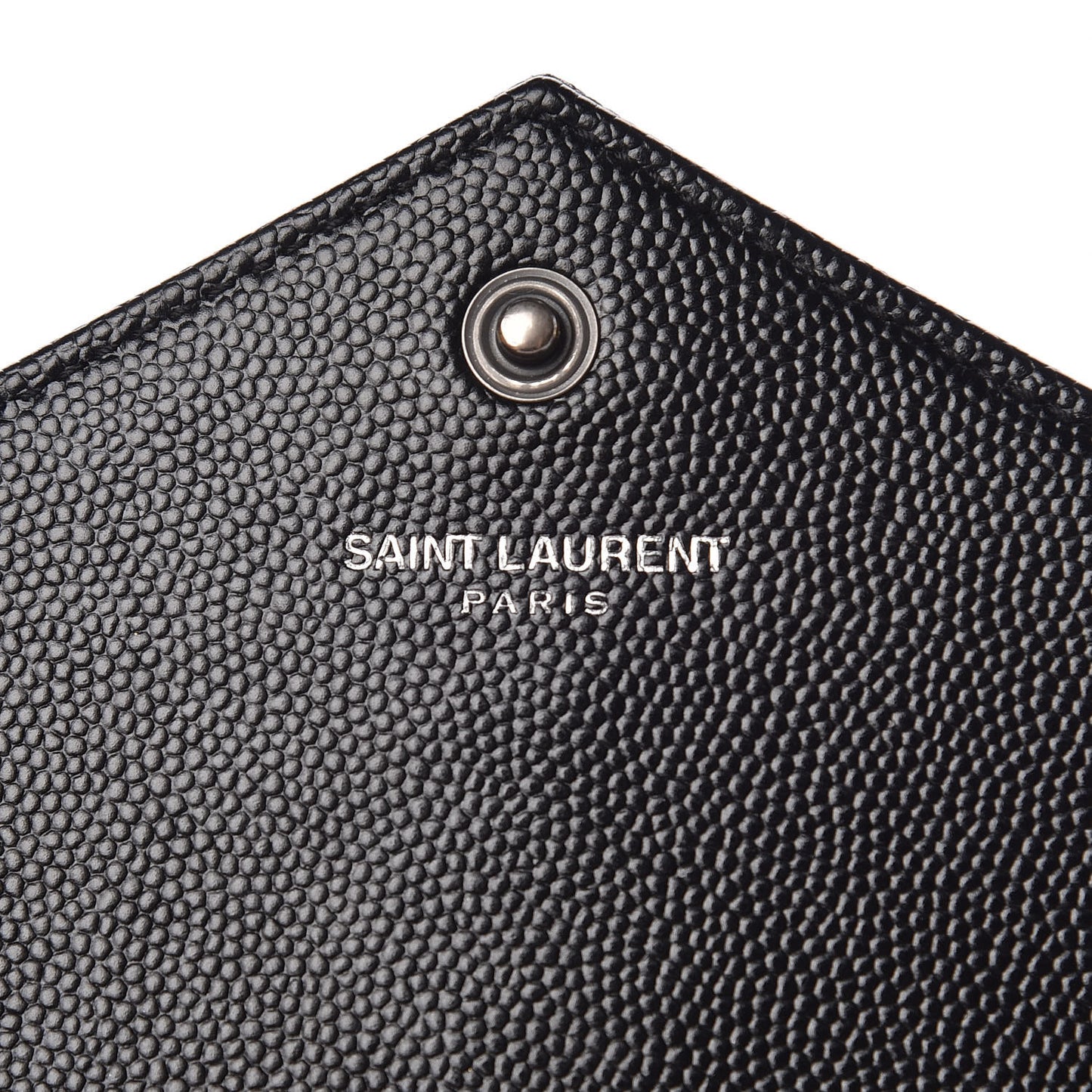 Grain De Poudre Matelasse Chevron Monogram Envelope Chain Wallet Black