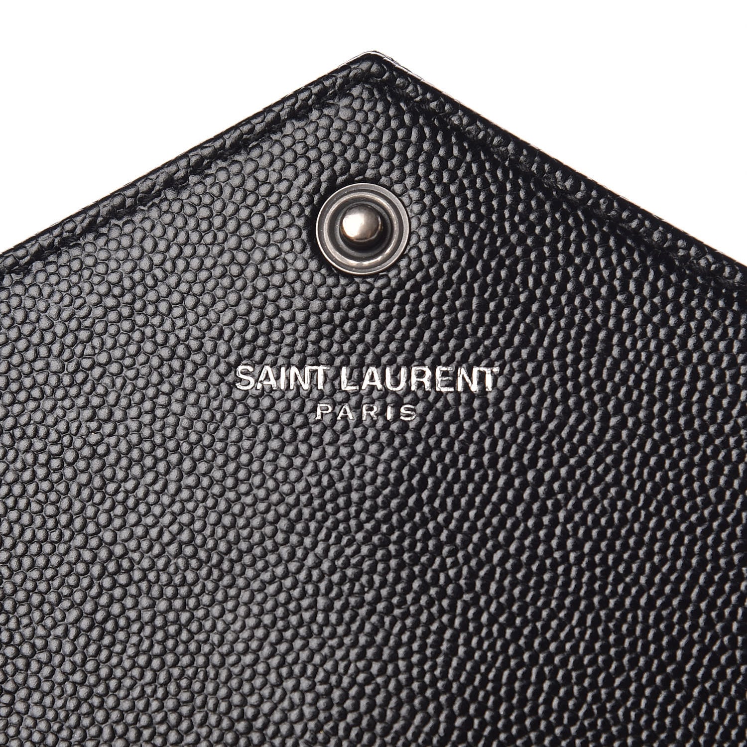 Saint Laurent Grain De Poudre Matelasse Chevron Monogram Envelope Chain Wallet Black 6 of 9