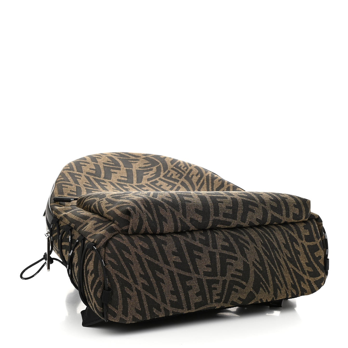 X SARAH COLEMAN Fabric Jacquard Vitello Grace Light Woven Lanyard FF Vertigo Pouch Pocket Backpack Tobacco Moro Black