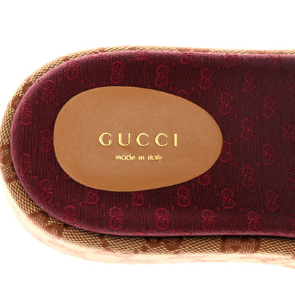 Gucci Canvas GG Monogram Angelina Platform Slide Sandals 38 Beige Ruggine 8 of 10